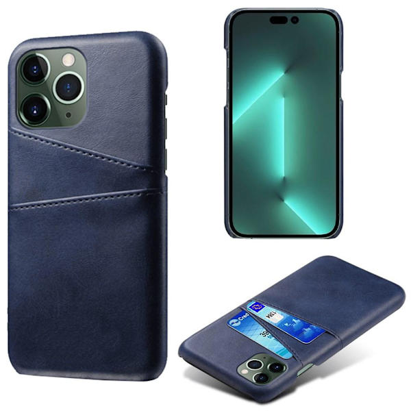 SKALO iPhone 15 Pro PU-nahkainen Korttikotelo - Sininen Blue