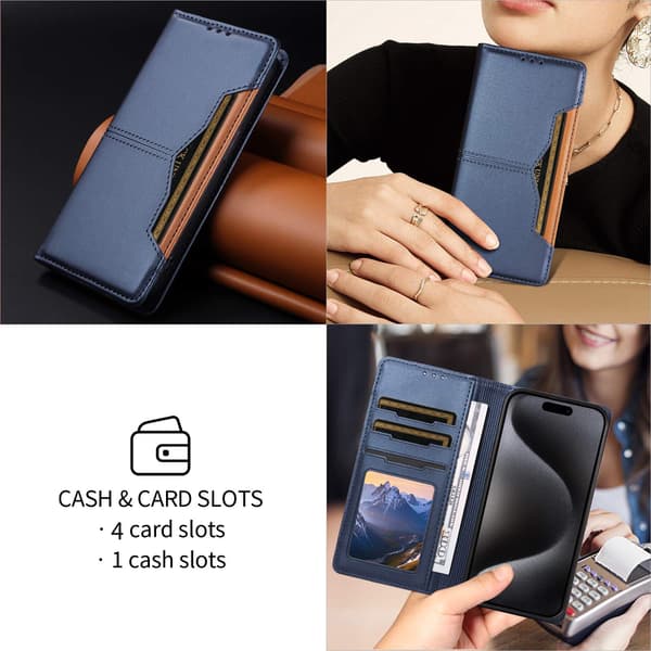 SKALO PU-Læder Flip Cover til iPhone 18 Pro Max - Blå Blue