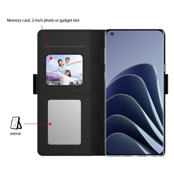 SKALO OnePlus Nord CE 3 Lite 5G Kortholder Mirror Flip Cover - S Black
