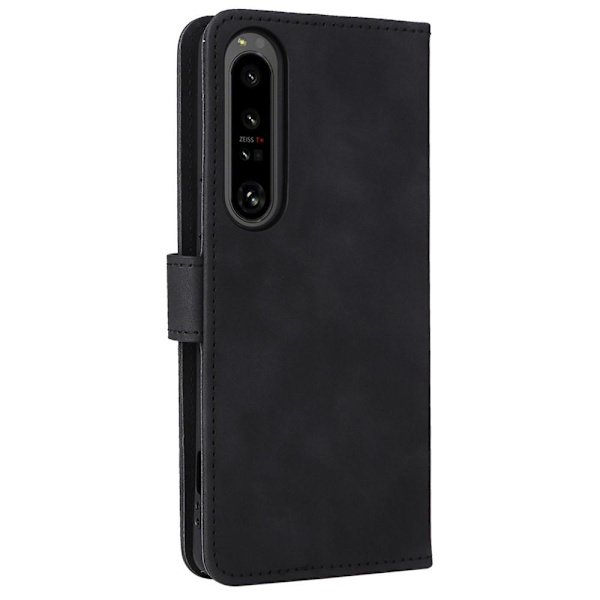 SKALO Sony Xperia 1 IV Matt PU-Läder Plånboksfodral - Svart Svart