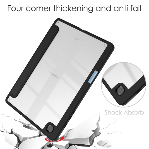 SKALO Samsung Tab S6 Lite Trifold Fodral med Transparent Baksida Svart