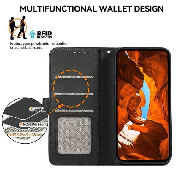 SKALO PU-Læder Flip Cover til iPhone 18 Pro - Sort Black