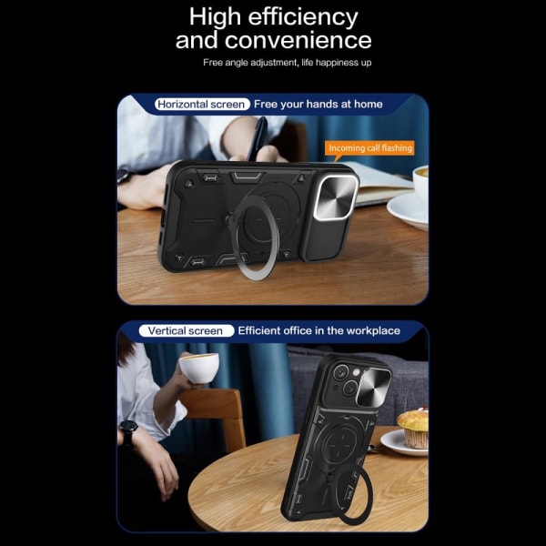 SKALO iPhone 15 Armor hybridi magnetrengas kameran liukusäädin - Sininen Blue