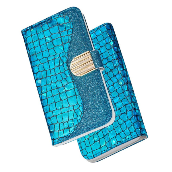 SKALO iPhone 13 Pro Max Croco Glitter Wallet Cover - Blå Blue