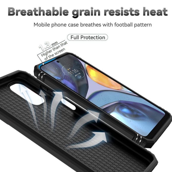 SKALO Motorola Moto G22 Armor Hybrid Metallring Kameraslider - Svart Svart