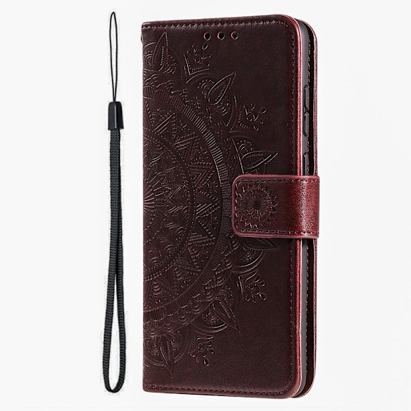 SKALO iPhone 16 Plus Mandala Flip Cover - Brun Brown