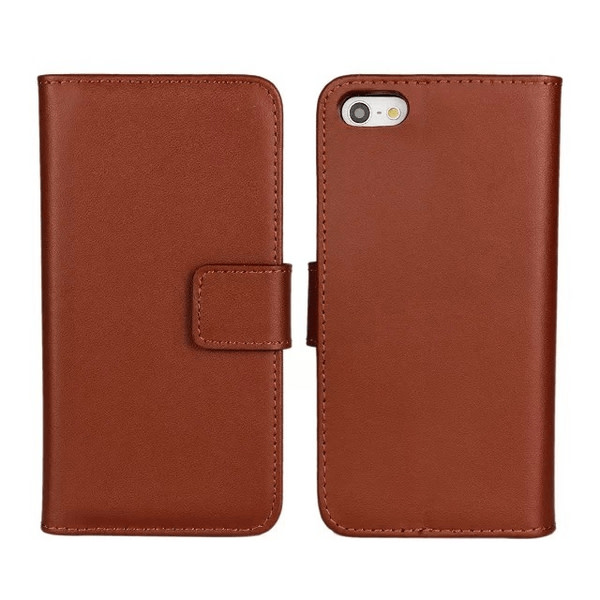 SKALO iPhone 5/5S/SE(1:a gen) Flip Cover m. Pung i Ægte Læder - Vælg farve Light pink