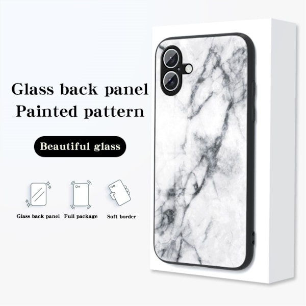 SKALO iPhone 16 Plus Marmor hærdet glas TPU Cover - #1 Multicolor