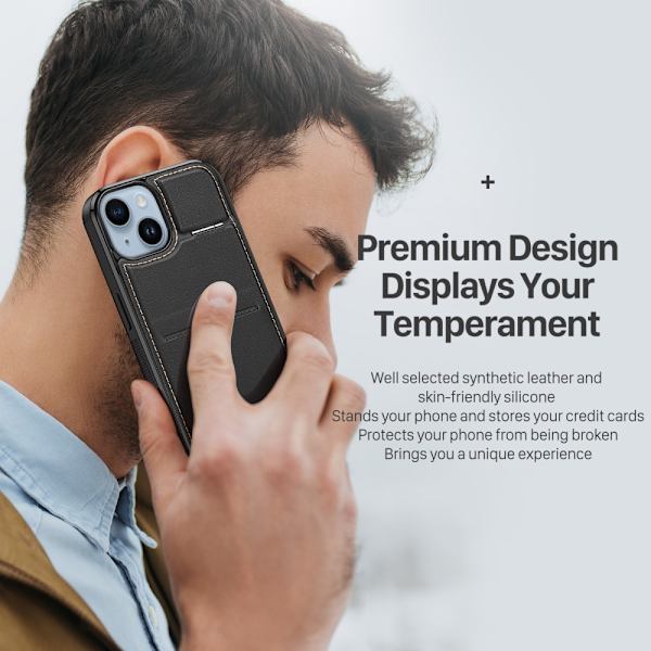 DUX DUCIS iPhone 15 Rafi Series Magneettirengas Suojakuori jossa on Korttipidike - Musta Black