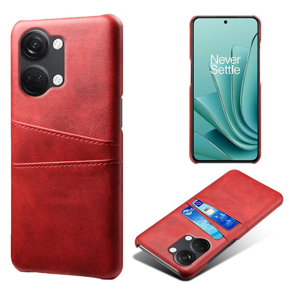 SKALO OnePlus Nord 3 5G / Ace 2V PU-Läder Korthållare Skal - Röd Röd