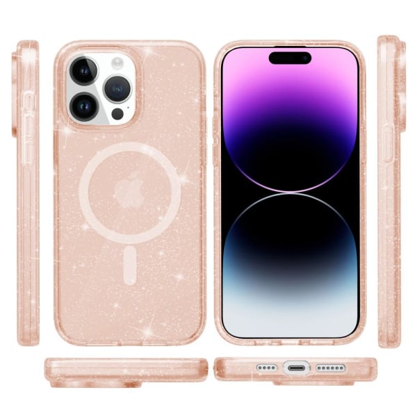 SKALO iPhone 15 Pro Max Glitter Magnetic Ring TPU Suojakuori - K Gold