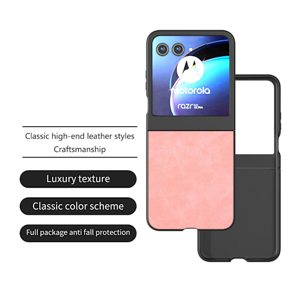 SKALO Motorola Razr 50 5G ABEEL PU-Läder Fold Skal - Rosa Rosa
