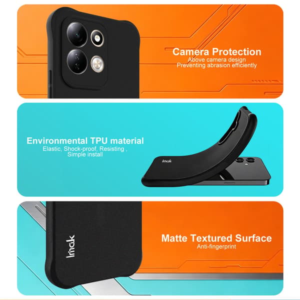 IMAK Drop Proof Matte TPU Cover til Xiaomi Redmi 17 - Sort Black