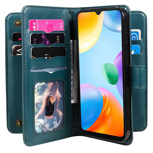 SKALO Xiaomi Redmi 10C 10-lokeroa Lompakkokotelo - Vihreä Green