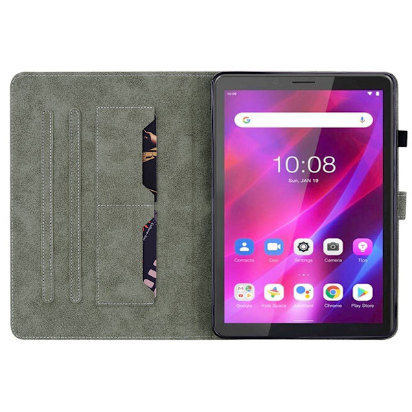 SKALO Lenovo Tab M7 (Gen 3) Cute Tiger PU-læder Flip Cover - Sort Black