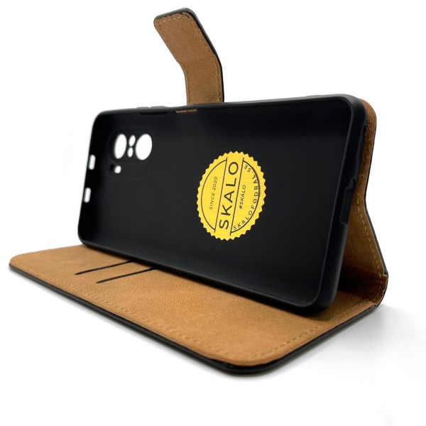 SKALO Xiaomi Poco F3 Flip Cover m. Pung i Ægte Læder - Vælg farve White