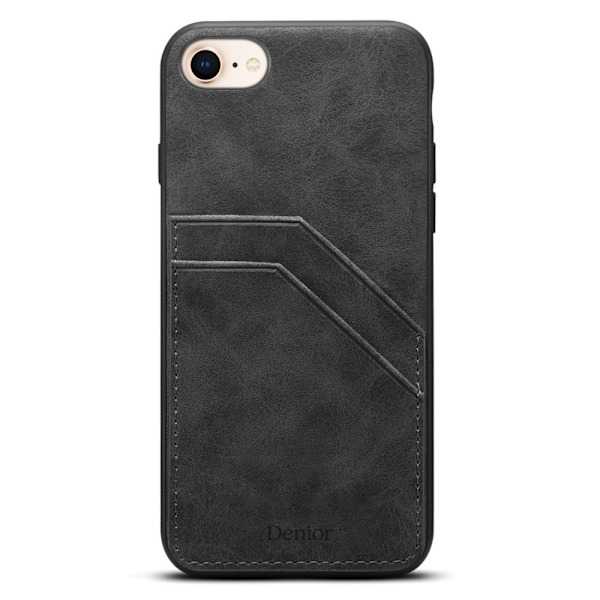 SKALO iPhone 16e PU-nahkainen kaksoiskorttipaikka Suojakuori - Musta Black