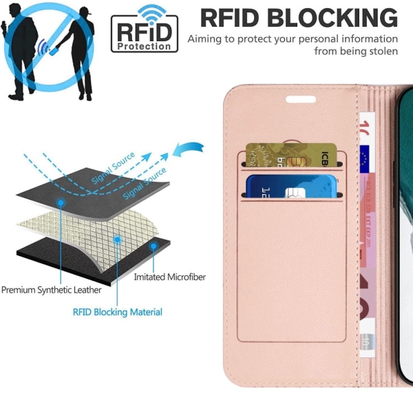 SKALO Xiaomi Redmi 10C Rhombus Litchi Flip Cover - Rosa guld Pink gold