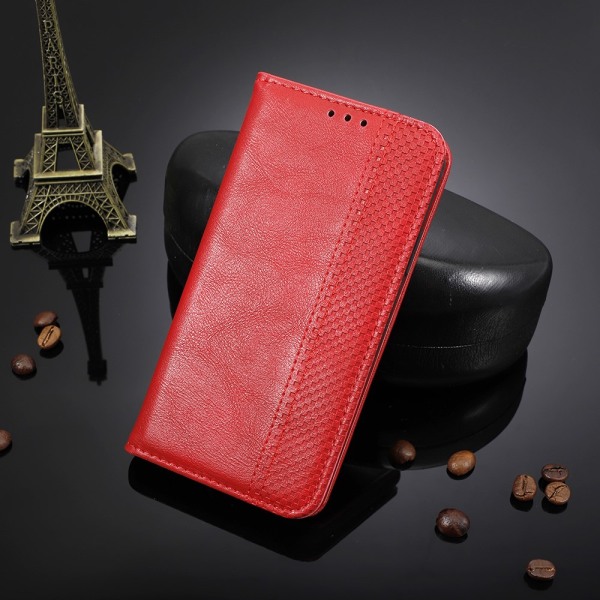 SKALO Xiaomi Redmi 12 4G/5G Embossed Premium Plånboksfodral - Rö Röd