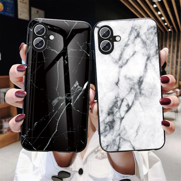SKALO iPhone 16 Plus Marmor Härdat Glas TPU-skal - Motiv 3 multifärg