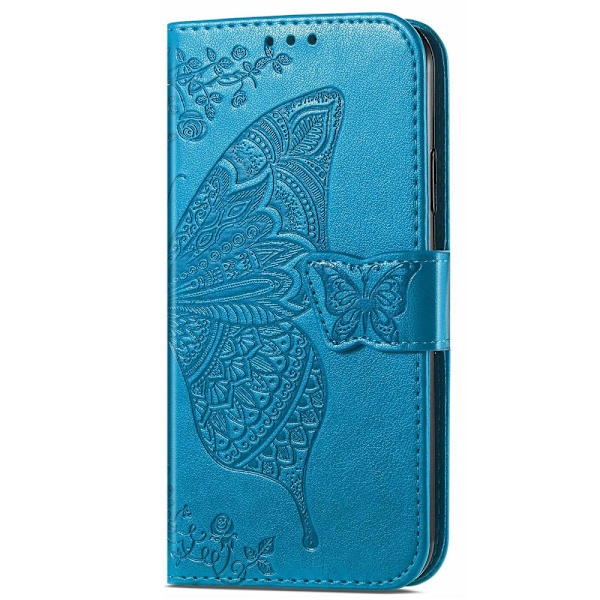 SKALO Motorola Moto G62 5G Mandala Butterfly Plånboksfodral - Blå Blå