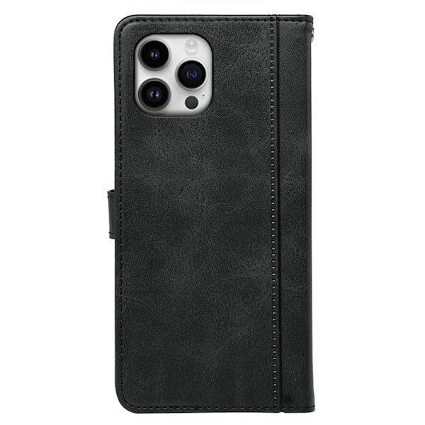 SKALO iPhone 16 Pro Flip Cover m. pung i PU-læder - Sort Black