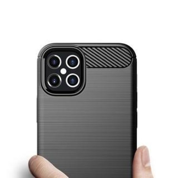 SKALO iPhone 12 Mini Armor Carbon Iskunkestävä TPU suojakuori - Black