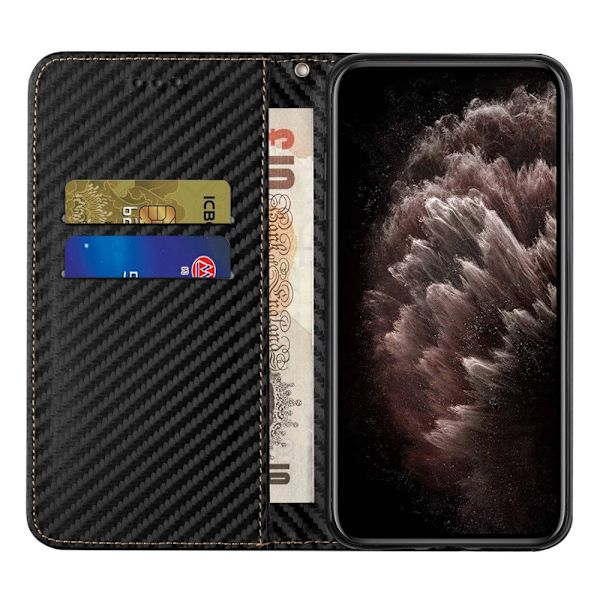 SKALO Samsung S24 Carbon Fiber Plånboksfodral - Svart Svart
