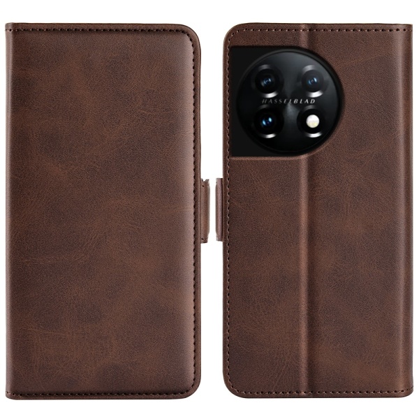 SKALO OnePlus 11 5G Premium Wallet Flip Cover - Brun Brown