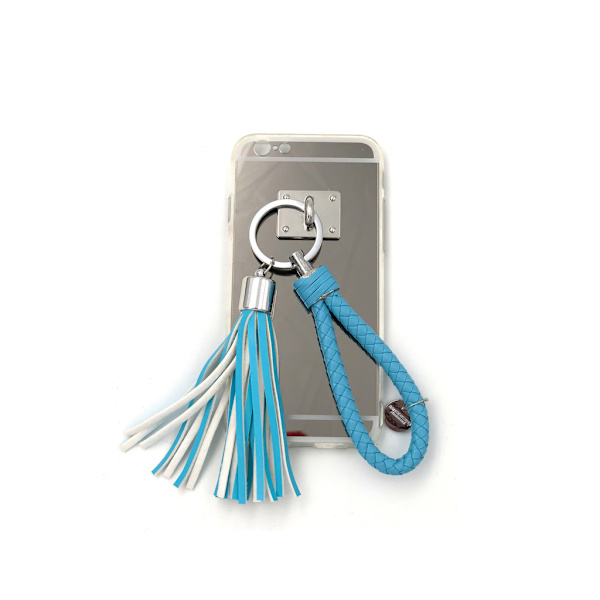 Bling Spegelskal med tofs & band iPhone 6/6S Blue