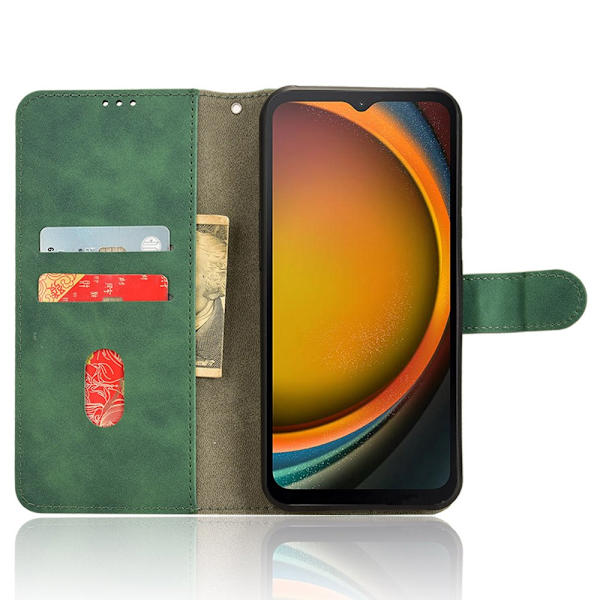 SKALO Samsung Xcover 7 Matt PU-Läder Plånboksfodral - Grön Grön