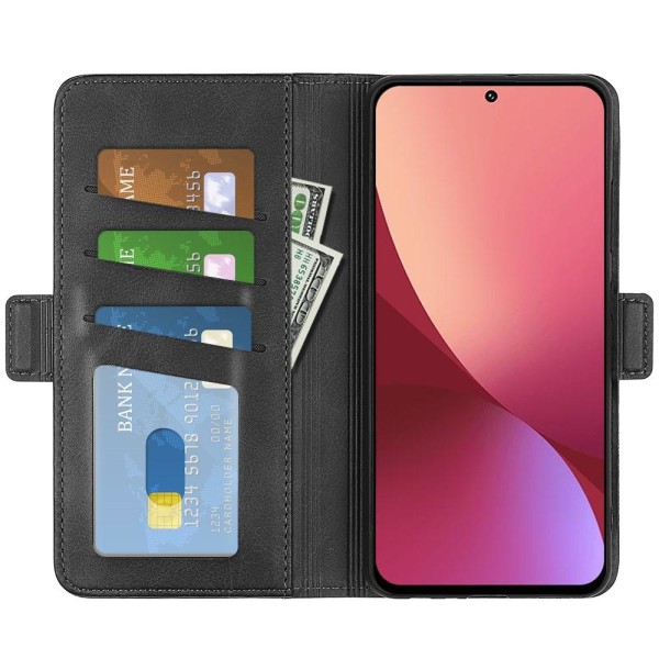 SKALO Xiaomi 12 Pro Premium Wallet Flip Cover - Sort Black