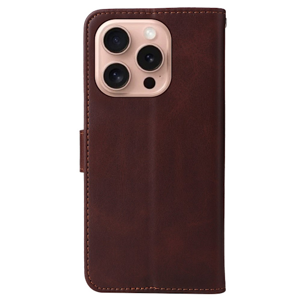 SKALO iPhone 16 Pro PU-læder Pungetui - Vælg farve Brown