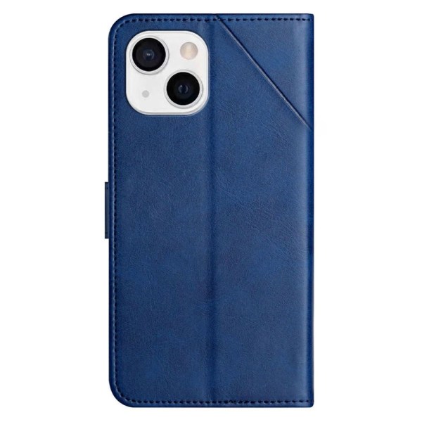 SKALO iPhone 15 Kohokuvioitu PU Nahka Lompakkokotelo - Sininen Blue