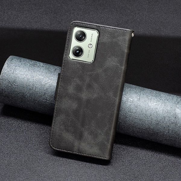 SKALO Motorola Moto G54 5G Flip Cover m. pung i PU-læder - Sort Black