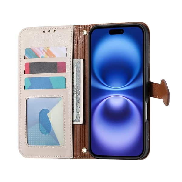 SKALO PU-Læder Bladdesign Flip Cover til iPhone 17 Pro Max - Beige Beige