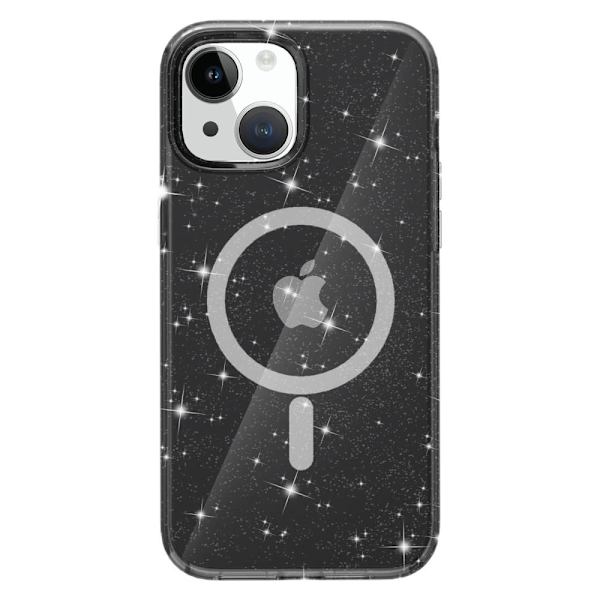 SKALO iPhone 15 Glitter Magnetic Ring TPU Cover - Sort Black