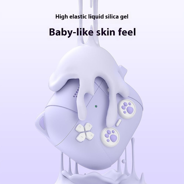 SKALO AirPods 4 Cute Cat Controller Fodral - Lila Lila