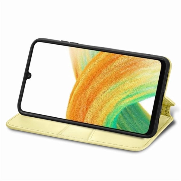 SKALO Samsung A13 4G Mandala Slim lompakkokotelo - Keltainen Yellow