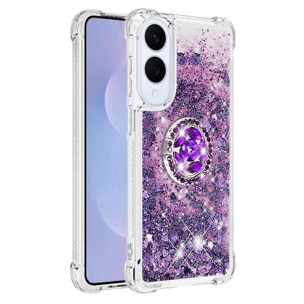 SKALO Samsung S25 Edge Kvicksand Glitter Ring Skal - Lila Lila