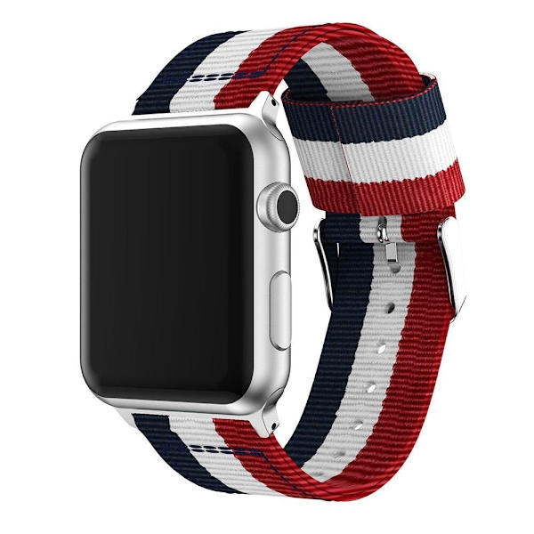 SKALO Nato-armband Metallspänne Apple Watch Ultra 2 49mm - Röd-Vit-Blå multifärg