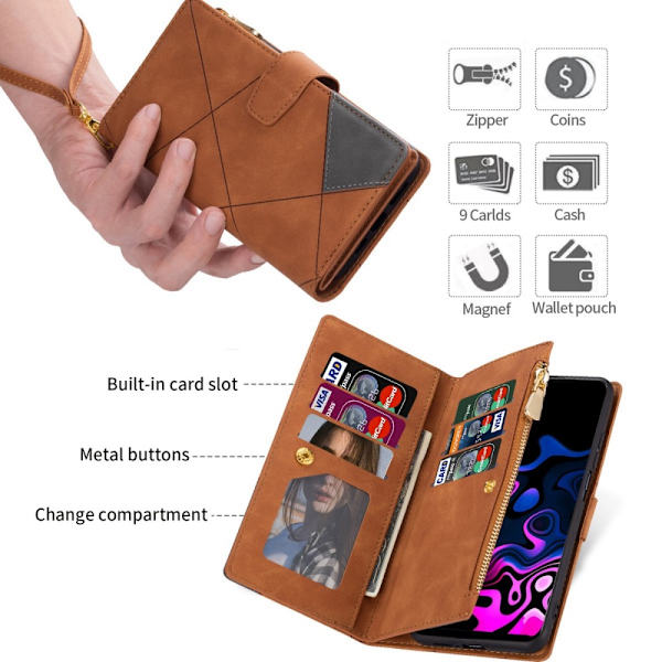 Xiaomi 13T/13T Pro BINFEN COLOR Embossed Plånboksfodral - Brun Brun