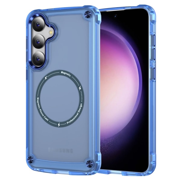 SKALO Samsung S24 Transparent TPU Magnet/Metall Skal - Blå Blå
