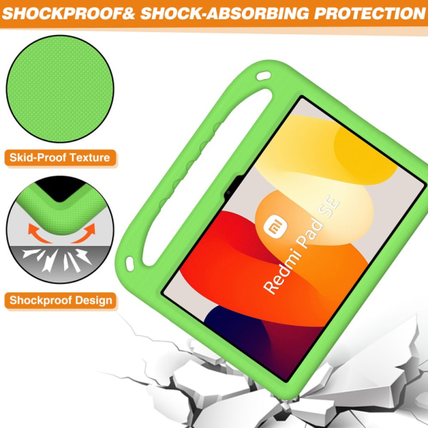 SKALO Xiaomi Redmi Pad SE Barnskal med handtag och ställ - Grön Grön