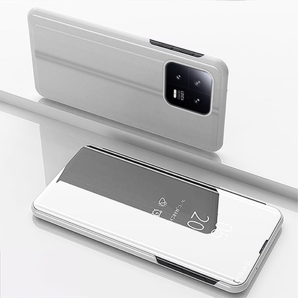 SKALO Xiaomi 13 Pro 5G Clear View Mirror Etui - Sølv Silver