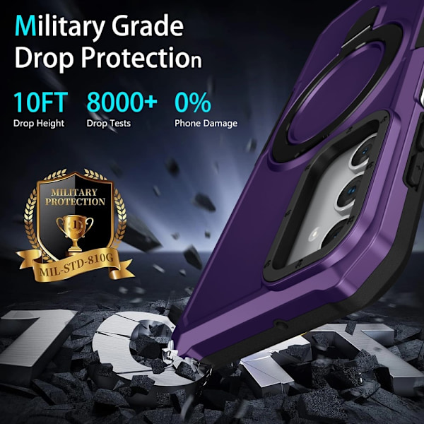 SKALO Samsung A15 5G Armor Hybridi metallirengas kuori - Tumman violetti Dark purple