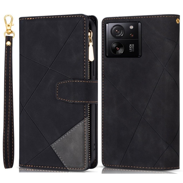 Xiaomi 13T/13T Pro BINFEN COLOR Præget Flip Cover - Sort Black