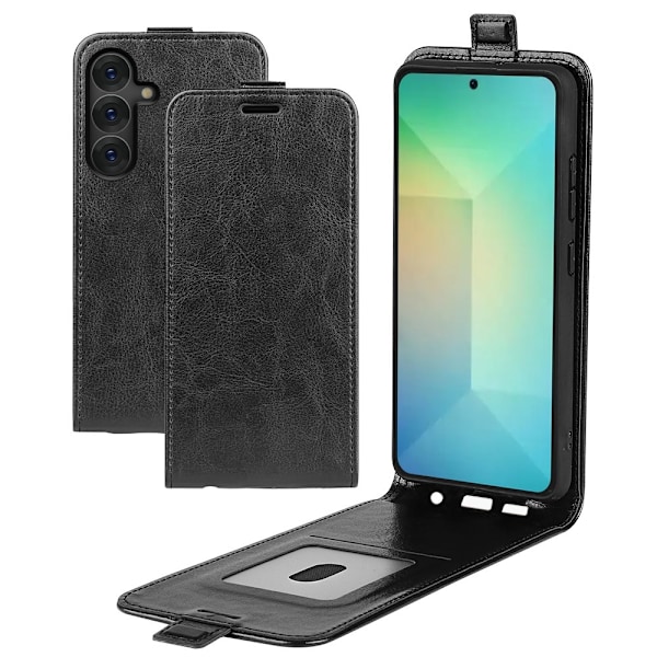 SKALO Samsung S25 Vertical Flip PU-Læder Flip Cover - Sort Black