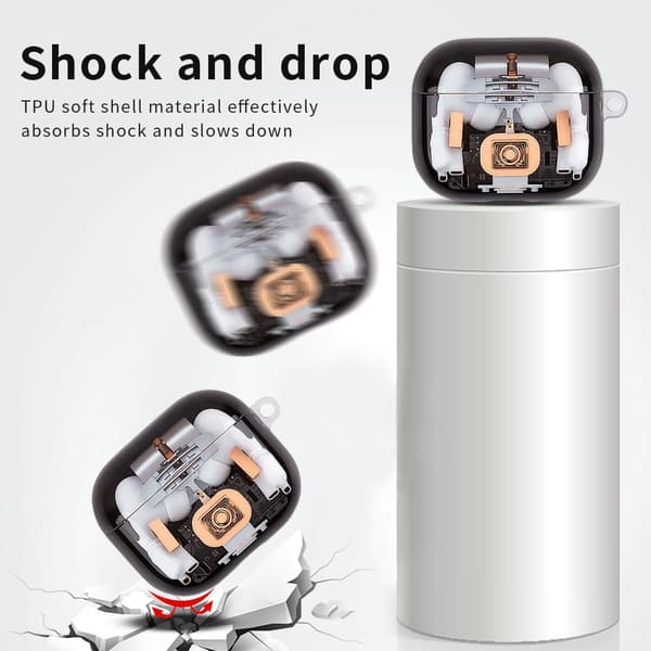 SKALO Mechanical Structure TPU Cover til AirPods 4 - Sort Black