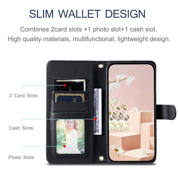 SKALO Samsung S25 Edge Quiltet Skulderrem Flip Cover - Sort Black